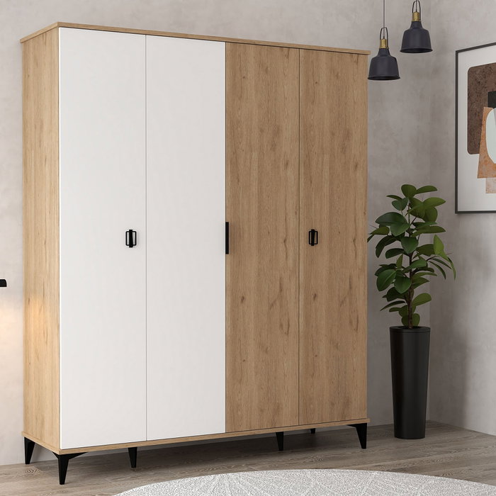 Hanah Home Neva 6403 Armario Roble Zafiro y Blanco